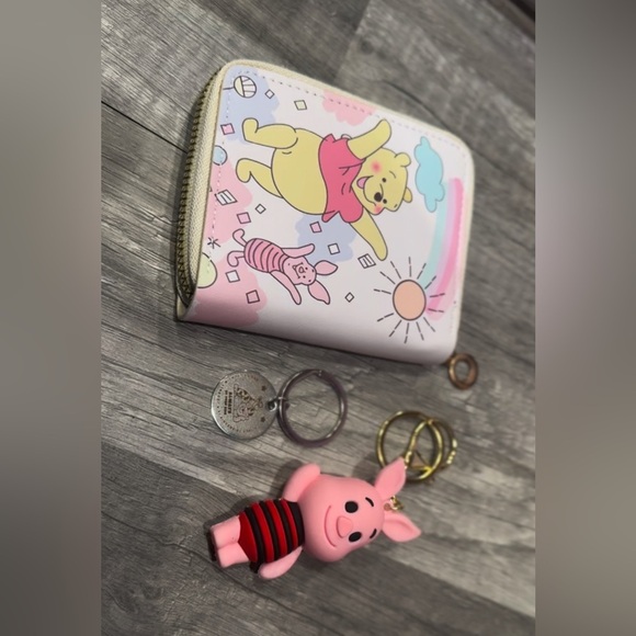 Disney Handbags - Winnie the Pooh Wallet with Keychains NEW Disney Piglet